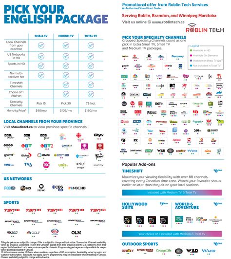 shaw tv packages channels